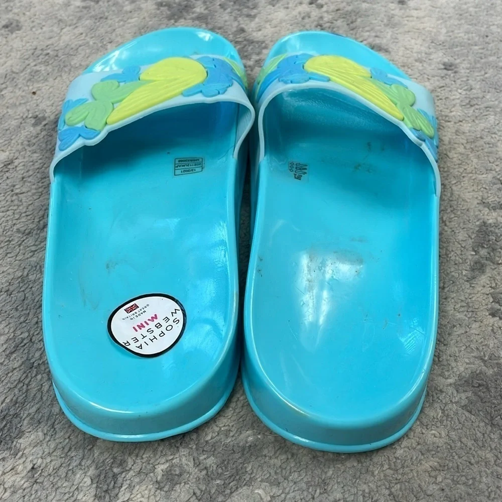 Sophia Webster Mini Junior Blue Butterfly Jelly Sandal Kids Slide Sz UK 3